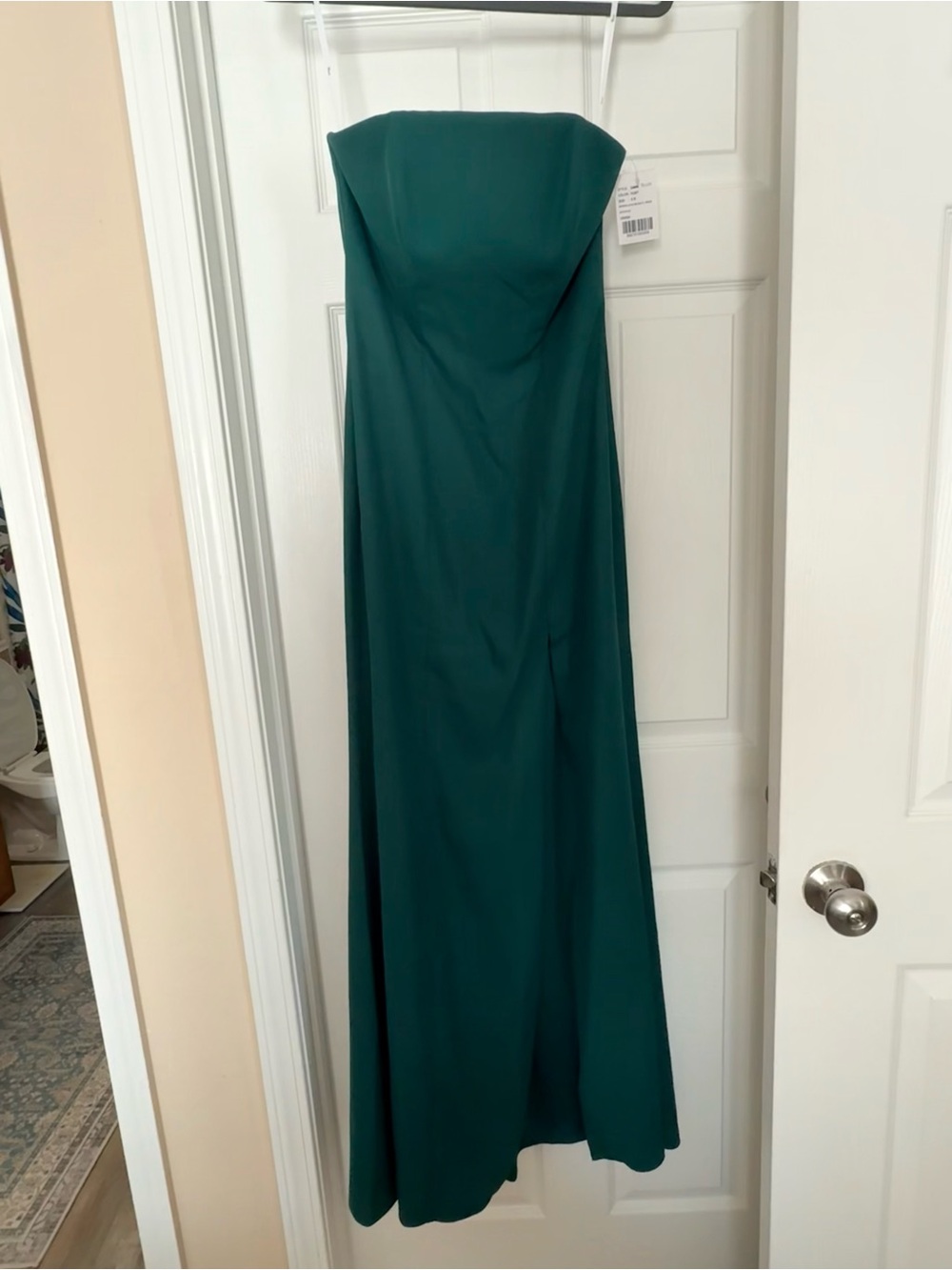 Elegant Strapless Evening Gown in Dark Green